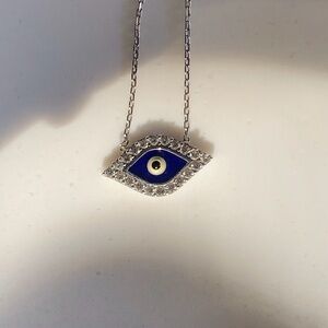 Sterling silver plated evil eye necklace
